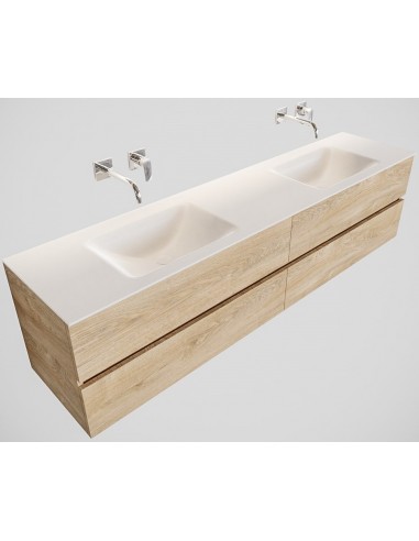 Billede af Vica Komplet badmiljø dobbelt håndvask B200 cm MDF - Vasket eg/Talkum