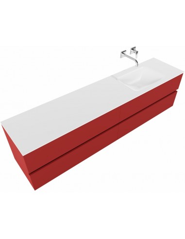 Billede af Vica Komplet badmiljø højrevendt håndvask B200 cm MDF - Rød/Talkum