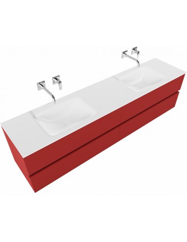 Billede af Vica Komplet badmiljø dobbelt håndvask B200 cm MDF - Rød/Talkum