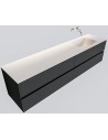 Vica Komplet badmiljø højrevendt håndvask B200 cm MDF - Mørkegrå/Talkum