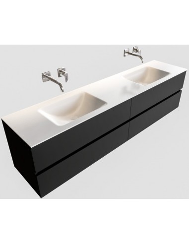 Billede af Vica Komplet badmiljø dobbelt håndvask B200 cm MDF - Sort/Talkum