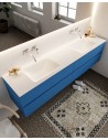 Vica Komplet badmiljø dobbelt håndvask B200 cm MDF - Jeansblå/Talkum