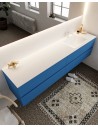 Vica Komplet badmiljø højrevendt håndvask B200 cm MDF - Jeansblå/Talkum