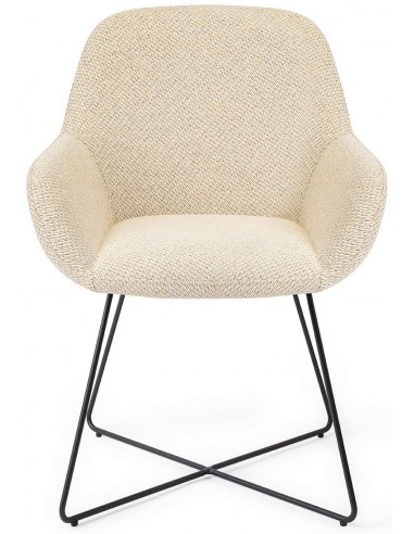 Se 2 x Kushi spisebordsstole H84 cm polyester - Sort/Meleret korngul hos Lepong.dk
