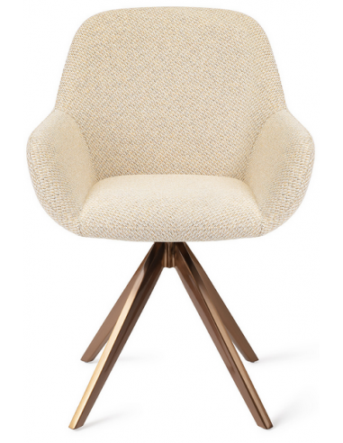 Se 2 x Kushi rotérbare spisebordsstole H84 cm polyester - Rødguld/Meleret korngul hos Lepong.dk