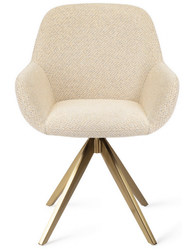 Billede af 2 x Kushi rotérbare spisebordsstole H84 cm polyester - Guld/Meleret korngul