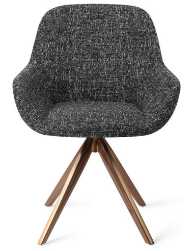 Se 2 x Kushi rotérbare spisebordsstole H84 cm polyester - Rødguld/Meleret sort hos Lepong.dk