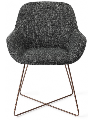 Se 2 x Kushi spisebordsstole H84 cm polyester - Rødguld/Meleret sort hos Lepong.dk
