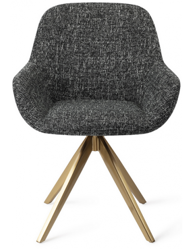 Billede af 2 x Kushi rotérbare spisebordsstole H84 cm polyester - Guld/Meleret sort