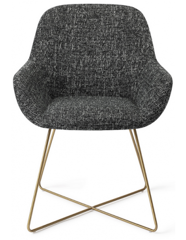 Se 2 x Kushi spisebordsstole H84 cm polyester - Guld/Meleret sort hos Lepong.dk