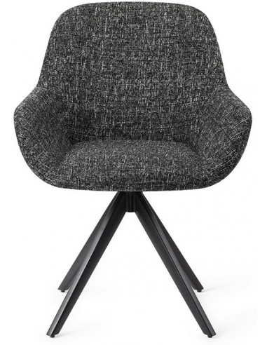 Billede af 2 x Kushi rotérbare spisebordsstole H84 cm polyester - Sort/Meleret sort