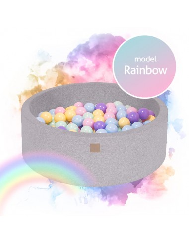 Rainbow boldbassin med 250 bolde i bomuld Ø90 cm – Lysegrå