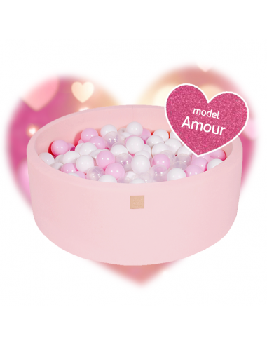Se Amour boldbassin med 250 bolde i bomuld Ø90 cm - Lys pink hos Lepong.dk