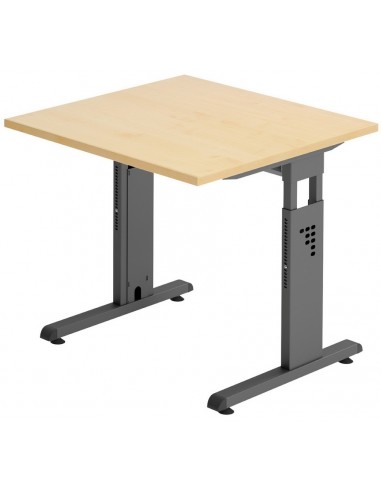 Se Hammer højdejusterbart skrivebord i stål og melamin H65 - 80 x 80 x 80 cm - Grafitgrå/Ahorn hos Lepong.dk