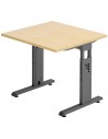 Hammer højdejusterbart skrivebord i stål og melamin H65 - 80 x 80 x 80 cm - Grafitgrå/Ahorn
