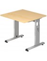 Hammer højdejusterbart skrivebord i stål og melamin H65 - 80 x 80 x 80 cm - Sølvgrå/Ahorn