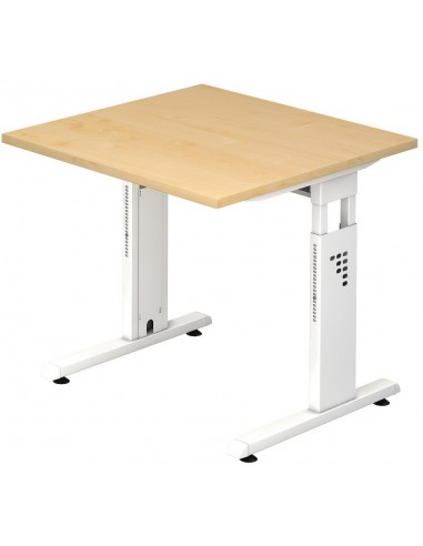 Billede af Hammer højdejusterbart skrivebord i stål og melamin H65 - 80 x 80 x 80 cm - Hvid/Ahorn