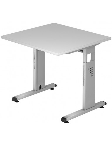 Se Hammer højdejusterbart skrivebord i stål og melamin H65 - 80 x 80 x 80 cm - Sølvgrå/Grå hos Lepong.dk