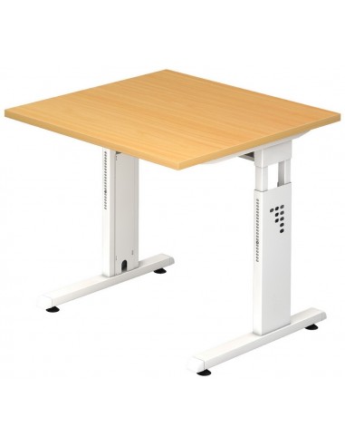 Se Hammer højdejusterbart skrivebord i stål og melamin H65 - 80 x 80 x 80 cm - Hvid/Bøg hos Lepong.dk