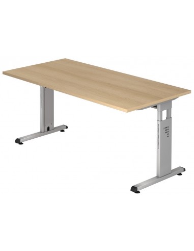 Se Hammer højdejusterbart skrivebord i stål og melamin H65 - 80 x 160 x 80 cm - Sølvgrå/Eg hos Lepong.dk