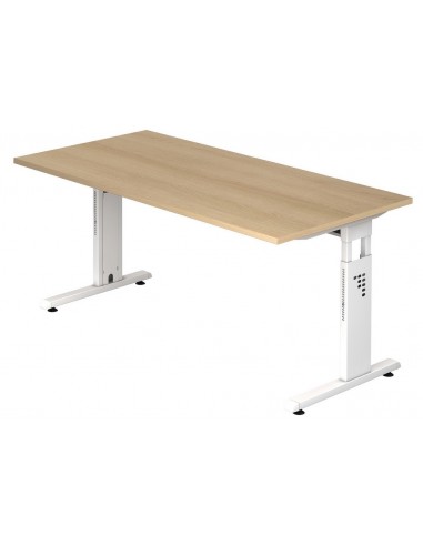 Billede af Hammer højdejusterbart skrivebord i stål og melamin H65 - 80 x 160 x 80 cm - Hvid/Eg