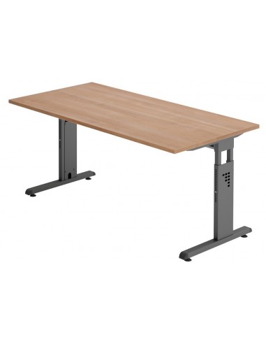 Se Hammer højdejusterbart skrivebord i stål og melamin H65 - 80 x 160 x 80 cm - Grafitgrå/Nød hos Lepong.dk