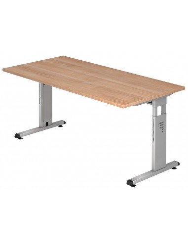 Se Hammer højdejusterbart skrivebord i stål og melamin H65 - 80 x 160 x 80 cm - Sølvgrå/Nød hos Lepong.dk