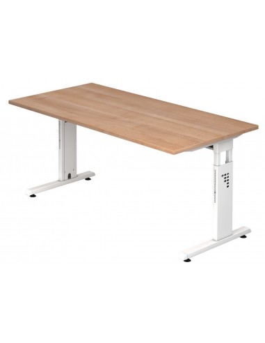 Se Hammer højdejusterbart skrivebord i stål og melamin H65 - 80 x 160 x 80 cm - Hvid/Nød hos Lepong.dk