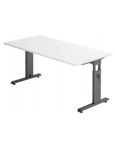 Se Hammer højdejusterbart skrivebord i stål og melamin H65 - 80 x 160 x 80 cm - Grafitgrå/Hvid hos Lepong.dk