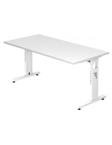 Se Hammer højdejusterbart skrivebord i stål og melamin H65 - 80 x 160 x 80 cm - Hvid/Hvid hos Lepong.dk