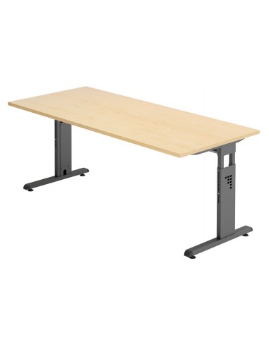 Billede af Hammer højdejusterbart skrivebord i stål og melamin H65 - 80 x 180 x 80 cm - Grafitgrå/Ahorn