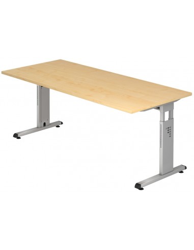 Billede af Hammer højdejusterbart skrivebord i stål og melamin H65 - 80 x 180 x 80 cm - Sølvgrå/Ahorn