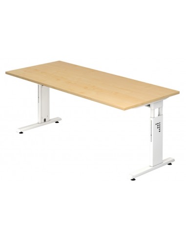 Se Hammer højdejusterbart skrivebord i stål og melamin H65 - 80 x 180 x 80 cm - Hvid/Ahorn hos Lepong.dk