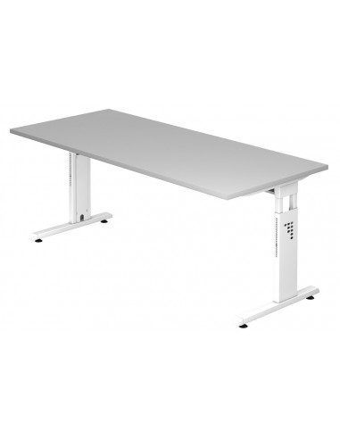 Se Hammer højdejusterbart skrivebord i stål og melamin H65 - 80 x 180 x 80 cm - Hvid/Grå hos Lepong.dk