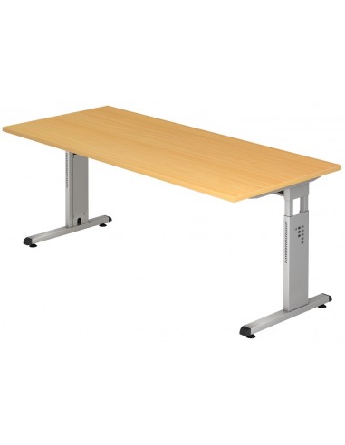 Billede af Hammer højdejusterbart skrivebord i stål og melamin H65 - 80 x 180 x 80 cm - Sølvgrå/Bøg
