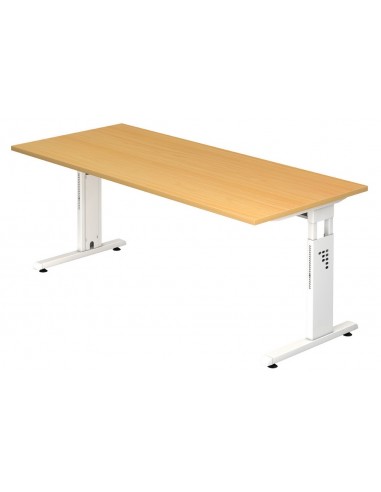 Se Hammer højdejusterbart skrivebord i stål og melamin H65 - 80 x 180 x 80 cm - Hvid/Bøg hos Lepong.dk