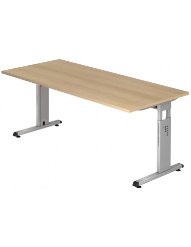 Billede af Hammer højdejusterbart skrivebord i stål og melamin H65 - 80 x 180 x 80 cm - Sølvgrå/Eg