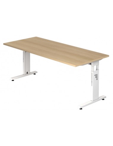 Se Hammer højdejusterbart skrivebord i stål og melamin H65 - 80 x 180 x 80 cm - Hvid/Eg hos Lepong.dk