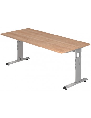 Se Hammer højdejusterbart skrivebord i stål og melamin H65 - 80 x 180 x 80 cm - Sølvgrå/Nød hos Lepong.dk