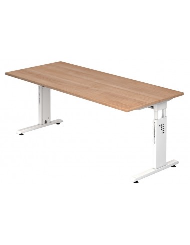 Se Hammer højdejusterbart skrivebord i stål og melamin H65 - 80 x 180 x 80 cm - Hvid/Nød hos Lepong.dk