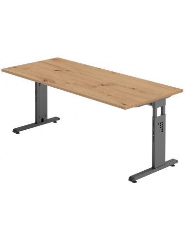 Billede af Hammer højdejusterbart skrivebord i stål og melamin H65 - 80 x 180 x 80 cm - Grafitgrå/Vild eg