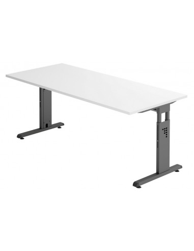 Se Hammer højdejusterbart skrivebord i stål og melamin H65 - 80 x 180 x 80 cm - Grafitgrå/Hvid hos Lepong.dk