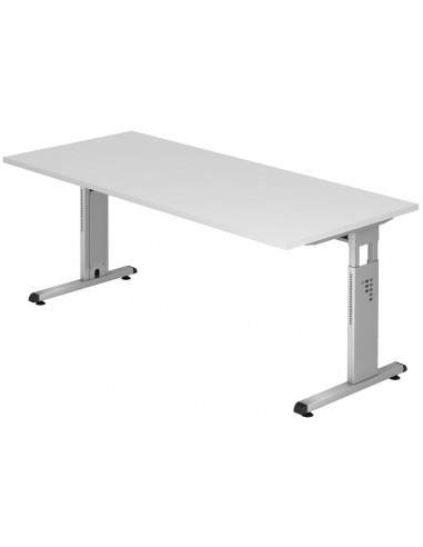 Se Hammer højdejusterbart skrivebord i stål og melamin H65 - 80 x 180 x 80 cm - Sølvgrå/Hvid hos Lepong.dk
