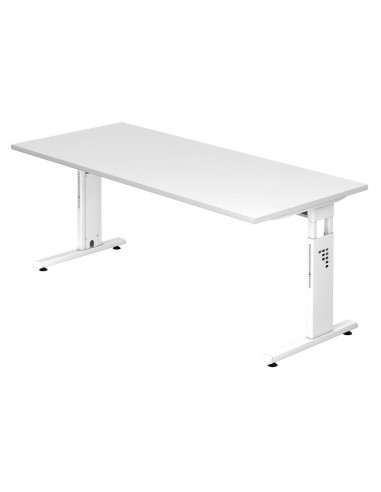 Se Hammer højdejusterbart skrivebord i stål og melamin H65 - 80 x 180 x 80 cm - Hvid/Hvid hos Lepong.dk