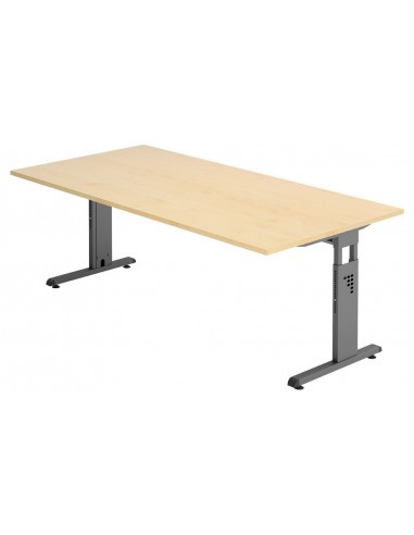 Billede af Hammer højdejusterbart skrivebord i stål og melamin H65 - 80 x 200 x 100 cm - Grafitgrå/Ahorn