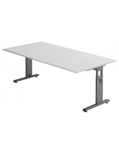 Se Hammer højdejusterbart skrivebord i stål og melamin H65 - 80 x 200 x 100 cm - Grafitgrå/Grå hos Lepong.dk