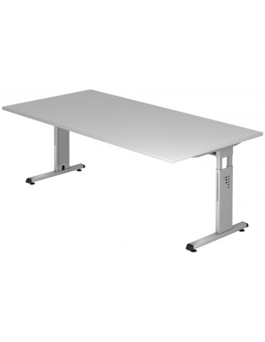 Billede af Hammer højdejusterbart skrivebord i stål og melamin H65 - 80 x 200 x 100 cm - Sølvgrå/Grå