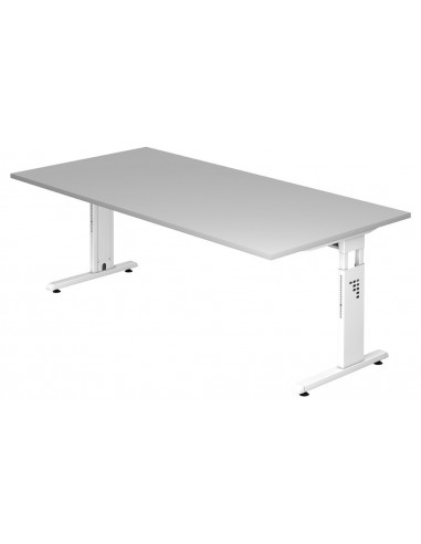 Billede af Hammer højdejusterbart skrivebord i stål og melamin H65 - 80 x 200 x 100 cm - Hvid/Grå