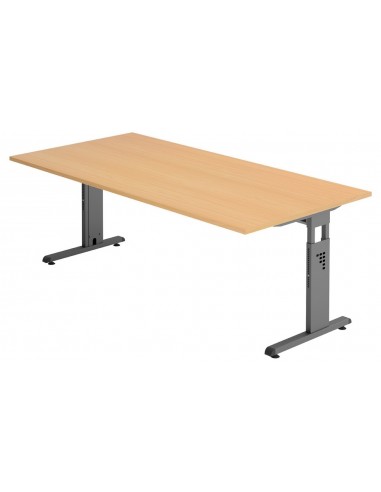 Se Hammer højdejusterbart skrivebord i stål og melamin H65 - 80 x 200 x 100 cm - Grafitgrå/Bøg hos Lepong.dk