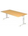 Hammer højdejusterbart skrivebord i stål og melamin H65 - 80 x 200 x 100 cm - Hvid/Bøg